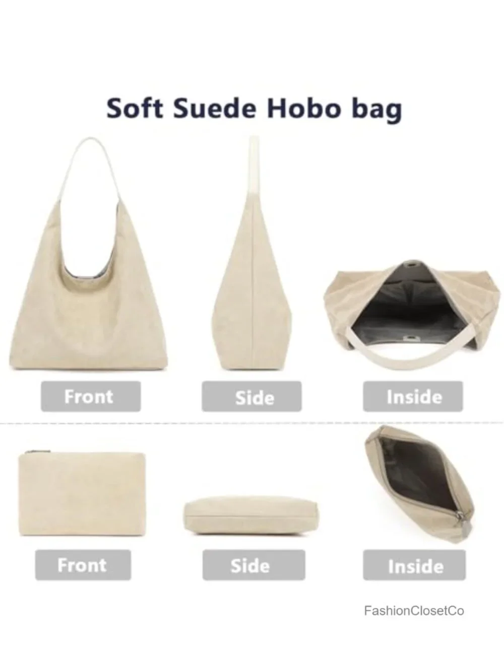 Super Soft Slouchy Hobo Bag, Large Capacity Work Handbags, Tote with Removable